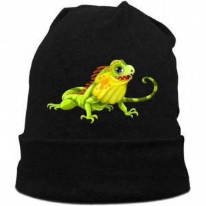 Skullies & Beanies Knitted Caps Square is Rare car Classic Men's Warm Winter Hats Knit Cuff - Iguana Reptile - /Black - CD192...