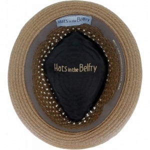 Fedoras Belfry Men/Women Summer Straw Pork Pie Trilby Fedora Hat in Blue- Tan- Black - Chocolate - C218R6W3WCW $73.67