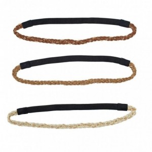 Headbands Woven Brown Chain Link Stretch Headband Set - Brown - CW1290XYUQJ $22.62