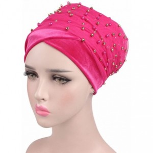 Skullies & Beanies Womens Removable Bowknot Hijab Turban Dual Purpose Cap - Rose1 - C518DI0023K $31.31
