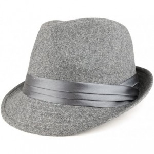 Fedoras Men's Wool Felt Fedora Hat with Satin Hat Band - Grey - CQ185QEK25W $45.01