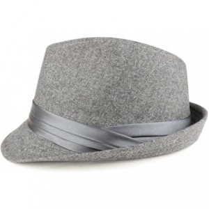 Fedoras Men's Wool Felt Fedora Hat with Satin Hat Band - Grey - CQ185QEK25W $45.01