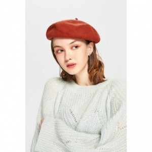 Berets Women Wool Beret Hat French Style Solid Color - Erythrine - CC187K039QX $24.54