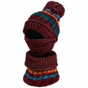 Skullies & Beanies Beanie for Women-Fashion Women Winter Knit Hat Collar Set Thick Warm Wool Earmuffs - Red - C318A0ENQ0A $33.11
