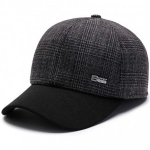 Baseball Caps Men's Warm Woolen Baseball Caps Hat with Fold Earmuffs Warmer - Black - C5193LMYDOQ $32.41
