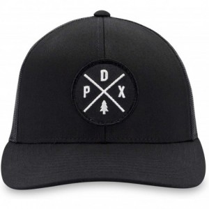 Baseball Caps Portland Hat - PDX Trucker Hat Baseball Cap Snapback Golf Hat (Black) - CG18S388ANU $41.14