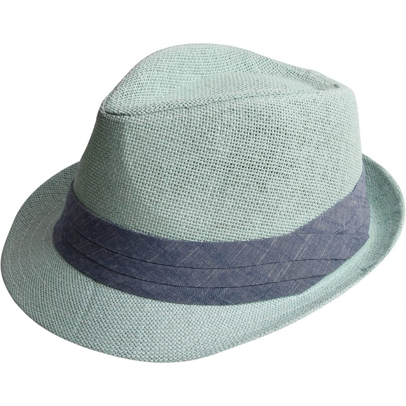 Fedoras Fedora Hats for Men & Women Tribly Short Brim Summer Paper - 07 - Mint - C718W3W0ICY $24.40