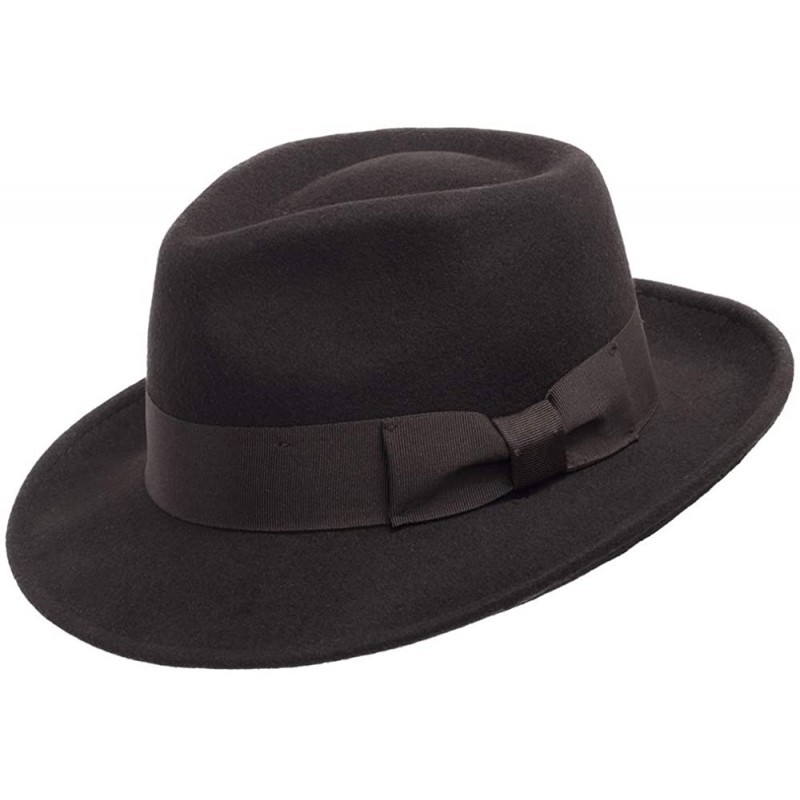 Fedoras Brooklyn Crushable Wool Felt Fedora Dress Hat - Chocolate - CQ18N0XZSEH $98.70