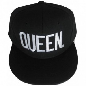 Baseball Caps King or Queen Royalty 3D Embroidered Adjustable Snapback Baseball Hat Cap - Queen- White Text - CS1890RASNL $19.71