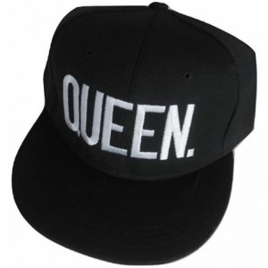 Baseball Caps King or Queen Royalty 3D Embroidered Adjustable Snapback Baseball Hat Cap - Queen- White Text - CS1890RASNL $19.71