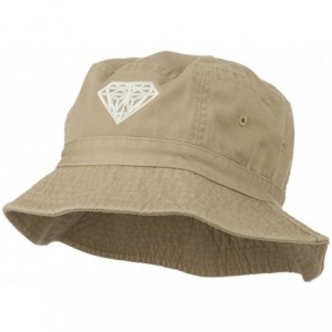 Bucket Hats Diamond Jewelry Logo Embroidered Bucket Hat - Khaki - CN11ND5BQMH $45.19