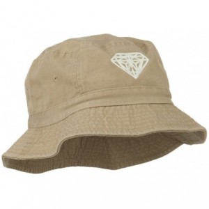 Bucket Hats Diamond Jewelry Logo Embroidered Bucket Hat - Khaki - CN11ND5BQMH $45.19