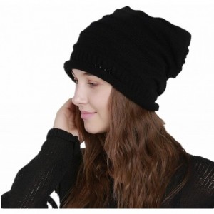 Skullies & Beanies Women Oversized Baggy Slouchy Winter Knit Beanie Hat Skull Caps - Black - C7189G7WKA2 $32.32
