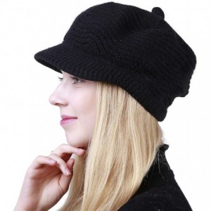 Skullies & Beanies Women's Winter Warm Slouchy Cable Knit Beanie Skull Hat with Visor - A-black - C018HKIGCZT $26.57