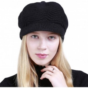 Skullies & Beanies Women's Winter Warm Slouchy Cable Knit Beanie Skull Hat with Visor - A-black - C018HKIGCZT $30.94