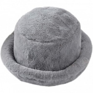 Bucket Hats Winter Bucket Hat Women Men Warm Hats Vintage Faux Fur Fisherman Cap - Grey - CL18A78R02L $27.86