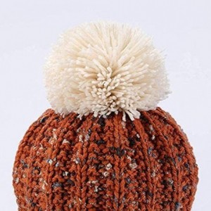 Skullies & Beanies Women Winter Soft Knitted Beanie Hat Ski Ear Flaps Caps for Girls Warm Hats - Orange Beige - C818L3A8NU7 $...