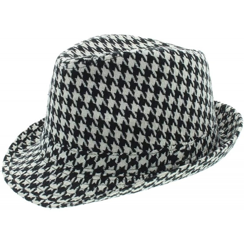 Fedoras Bear Bryant Style Fedora Houndstooth Hat (S/M) Black and White - C1117HFTI0V $25.62