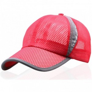 Sun Hats Unisex Mesh Tennis Cap Outdoor Anti-UV Quick Dry Adjustable Running Baseball Hat - Red - C71998AC2C8 $25.44