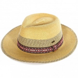 Sun Hats Beach Sun Hats for Women Large Sized Paper Straw Wide Brim Summer Panama Fedora - Sun Protection - C318RE2TNGN $30.18