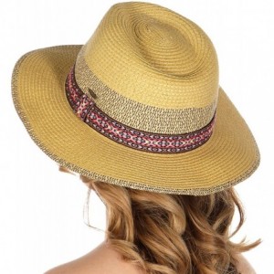 Sun Hats Beach Sun Hats for Women Large Sized Paper Straw Wide Brim Summer Panama Fedora - Sun Protection - C318RE2TNGN $27.89