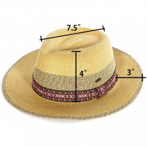 Sun Hats Beach Sun Hats for Women Large Sized Paper Straw Wide Brim Summer Panama Fedora - Sun Protection - C318RE2TNGN $27.89