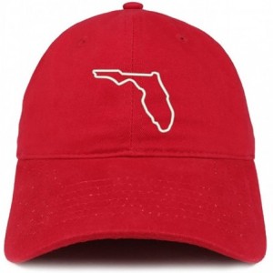 Baseball Caps Florida State Outline State Embroidered Cotton Dad Hat - Red - CN18G6D7WU4 $32.76
