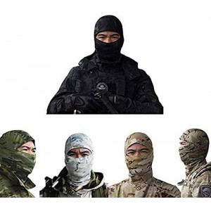 Balaclavas Tactical Full Face Mask Hood Balaclava Headgear Caps Camouflage Hunting Hat - Camouflage Black - CQ194OHYIAM $21.66
