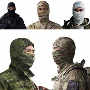 Balaclavas Tactical Full Face Mask Hood Balaclava Headgear Caps Camouflage Hunting Hat - Camouflage Black - CQ194OHYIAM $19.17