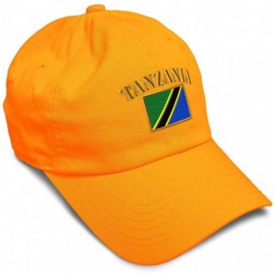 Baseball Caps Soft Baseball Cap Tanzania Flag Embroidery Twill Cotton Dad Hats for Men & Women - Orange - CV18YSXGWAY $27.12