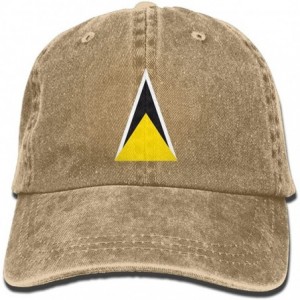 Skullies & Beanies Saint Lucia's Flag Denim Baseball Caps Hat Adjustable Cotton Sport Strap Cap for Men Women - Natural - CJ1...