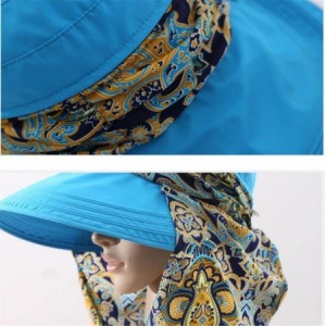 Sun Hats Women Wide Brim Visor Hats with Removable Neck Flap UV Protection Summer Sun Cap - Blue - CI18G8MQOZK $34.29