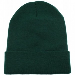 Skullies & Beanies Beanie Men Women - Unisex Cuffed Plain Skull Knit Hat Cap - Dark Green - CO17WX8O7RI $21.99