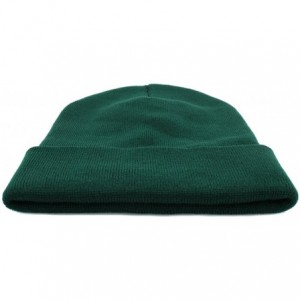 Skullies & Beanies Beanie Men Women - Unisex Cuffed Plain Skull Knit Hat Cap - Dark Green - CO17WX8O7RI $21.99