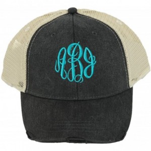Baseball Caps Personalized Distressed Trucker Hats Unisex Design - Black - C7185RXC4TM $56.86