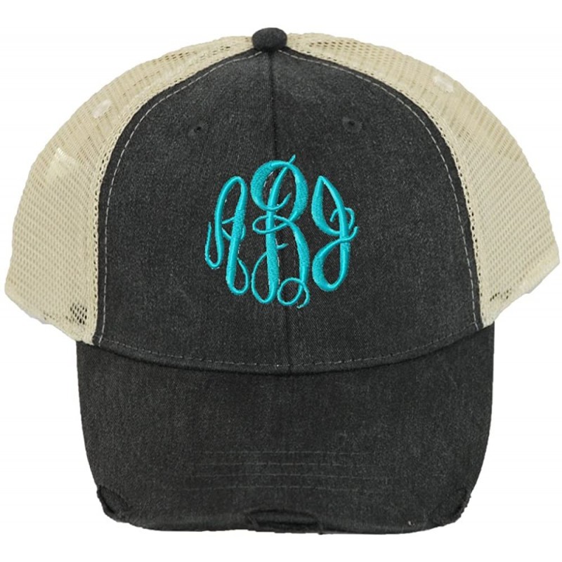 Baseball Caps Personalized Distressed Trucker Hats Unisex Design - Black - C7185RXC4TM $49.20