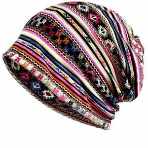 Skullies & Beanies Chemo Caps Cancer Headwear Skull Cap Knitted hat Scarf for Womens Mens - Pink Stripes - CQ18LWO0CH2 $20.34