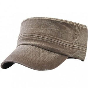 Newsboy Caps Men's Solid Color Military Style Hat Cadet Army Cap - A--coffee - CQ18E2LURDN $22.94