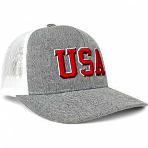 Baseball Caps USA Mesh Trucker Hat (Snapback Baseball Cap) USA Hat - Sun Protection - Heather Gray/White - CK18U3NQECT $41.64