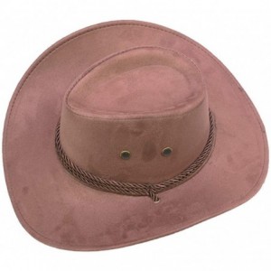 Cowboy Hats Mens Faux Felt Wide Brim Western Cowboy Hat Fedora Outdoor Party Hats - Coffee - CH18OSYQRKY $27.62