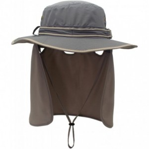 Sun Hats Mens Sun Hat with Neck Flap Quick Dry UV Protection Caps Fishing Hat - B-gray Brim - CV12IG8DV4V $27.91