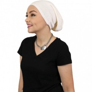 Skullies & Beanies Womens Hat Slouchy Beanie Chemo Headwear Ladies Knit Snood Cancer Cap Head Coverings Covi - Natural - CG18...