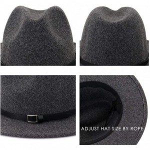 Fedoras Womens Classic Wool Fedora with Belt Buckle Wide Brim Panama Hat - A-khaki - CE18YGD48DL $28.63