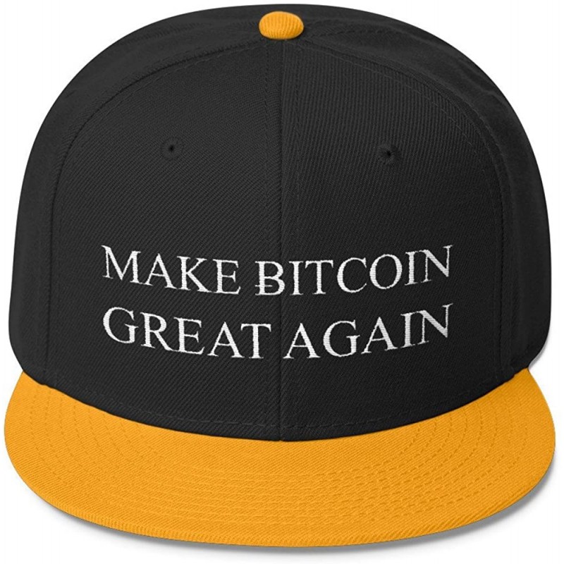 Baseball Caps Make Bitcoin Great Again Hat - Otto Wool Blend Snapback - Gld/Blk/Blk - CA17YEI3I4T $50.34