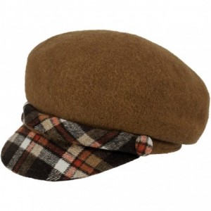Newsboy Caps Women's Wool Blend Newsboy Hat - Belt Accent Plaid Visor - Brown - C9128J6YFNL $46.51