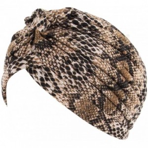 Skullies & Beanies Women Pleated Twist Turban African Printing India Chemo Cap Hairwrap Headwear - Coffee - C118WXK4ZIG $18.17