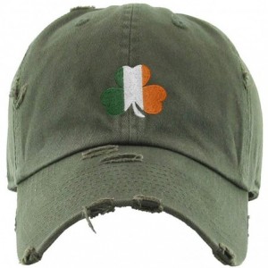 Baseball Caps Irish Shamrock Vintage Baseball Cap Embroidered Cotton Adjustable Distressed Dad Hat - Olive - C41924W088E $31.18