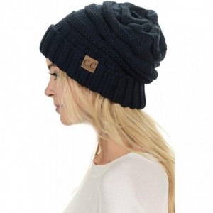 Skullies & Beanies Hat-100 Oversized Baggy Slouch Thick Warm Cap Hat Skully Cable Knit Beanie - Navy - C518XIMLH86 $19.80