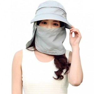 Sun Hats Women Outdoor Removable Foldable 360 Degree Anti-UV Sun Hat Cycling Face Cover Summer Cap - Grey - CT17YHC4EGE $26.86