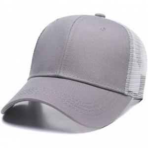 Baseball Caps Custom Embroidered Baseball Caps Ponytail Messy High Bun Hat Ponycaps Adjustable Mesh Trucker Hats - Grey - CX1...